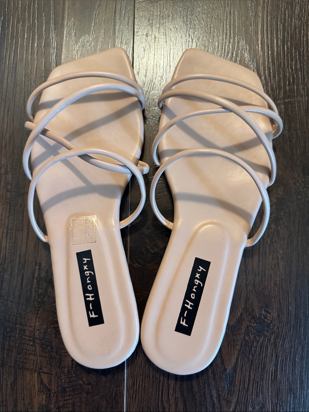 Nude Strappy Slide Sandals
